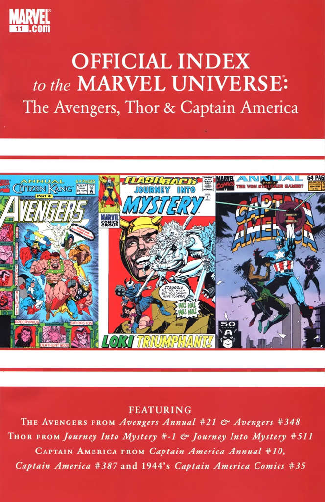 Avengers, Thor & Captain America: Official Index to the Marvel Universe #11