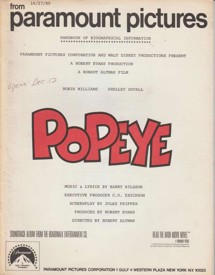 Popeye Handbook of Biographical Information