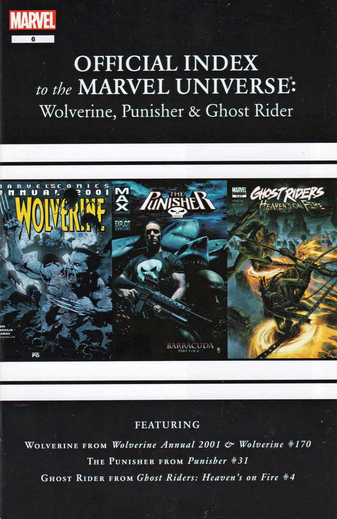 Wolverine, Punisher & Ghost Rider: Official Index to the Marvel Universe #6